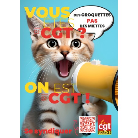 Affiche syndicalisation chaton mégaphone